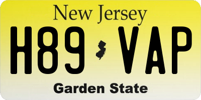 NJ license plate H89VAP