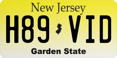NJ license plate H89VID