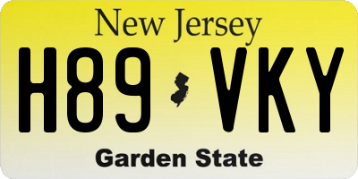 NJ license plate H89VKY