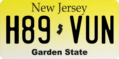 NJ license plate H89VUN