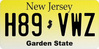 NJ license plate H89VWZ