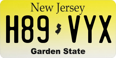 NJ license plate H89VYX