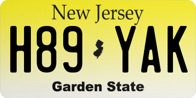 NJ license plate H89YAK