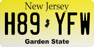 NJ license plate H89YFW