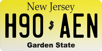 NJ license plate H90AEN
