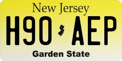NJ license plate H90AEP