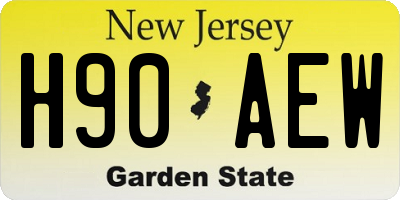 NJ license plate H90AEW