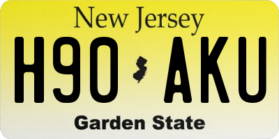NJ license plate H90AKU