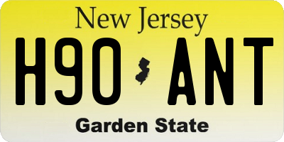 NJ license plate H90ANT