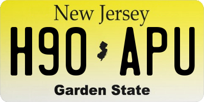 NJ license plate H90APU