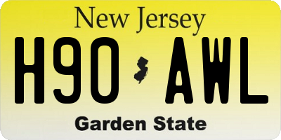 NJ license plate H90AWL