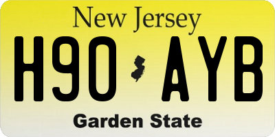 NJ license plate H90AYB