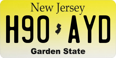 NJ license plate H90AYD
