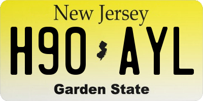 NJ license plate H90AYL