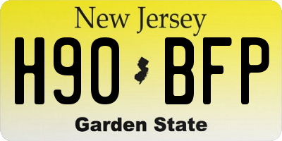 NJ license plate H90BFP