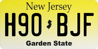 NJ license plate H90BJF
