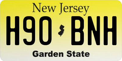 NJ license plate H90BNH