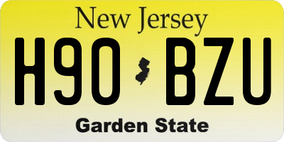 NJ license plate H90BZU
