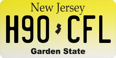 NJ license plate H90CFL