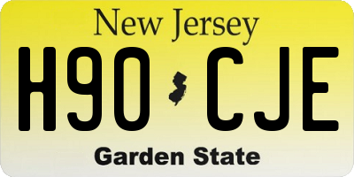 NJ license plate H90CJE