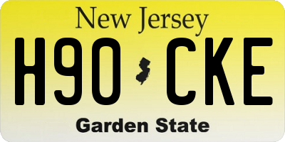 NJ license plate H90CKE