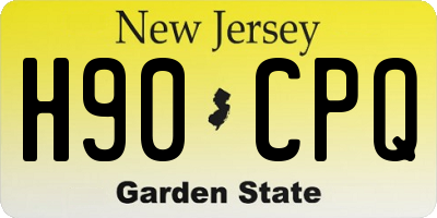 NJ license plate H90CPQ