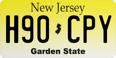 NJ license plate H90CPY
