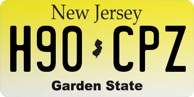NJ license plate H90CPZ
