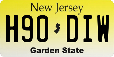 NJ license plate H90DIW