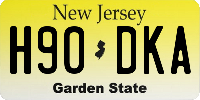 NJ license plate H90DKA