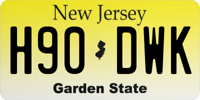 NJ license plate H90DWK