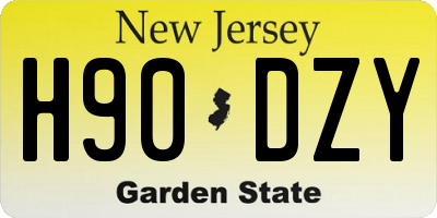 NJ license plate H90DZY