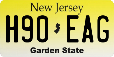 NJ license plate H90EAG