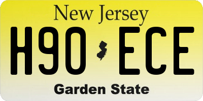 NJ license plate H90ECE