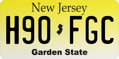 NJ license plate H90FGC