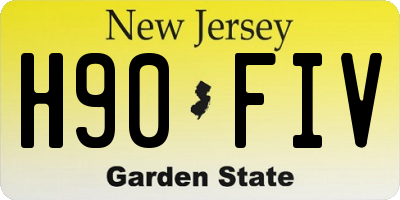 NJ license plate H90FIV