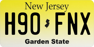 NJ license plate H90FNX