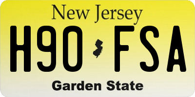 NJ license plate H90FSA