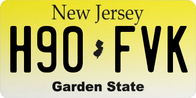 NJ license plate H90FVK