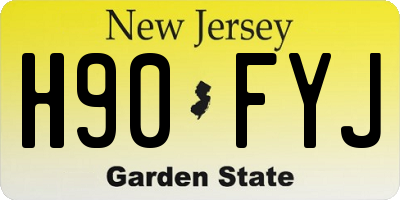 NJ license plate H90FYJ