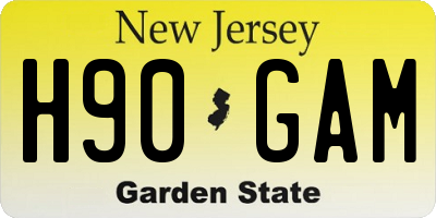 NJ license plate H90GAM