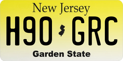 NJ license plate H90GRC