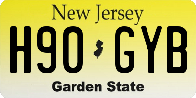 NJ license plate H90GYB