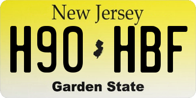 NJ license plate H90HBF