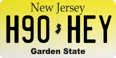 NJ license plate H90HEY