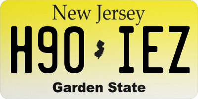 NJ license plate H90IEZ