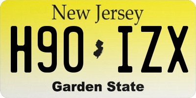 NJ license plate H90IZX