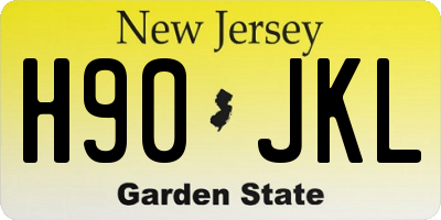 NJ license plate H90JKL