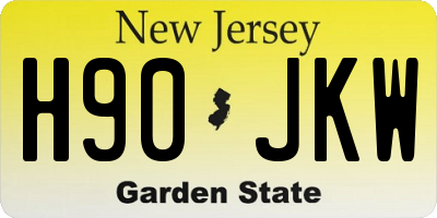 NJ license plate H90JKW