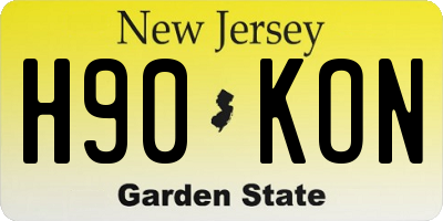 NJ license plate H90KON